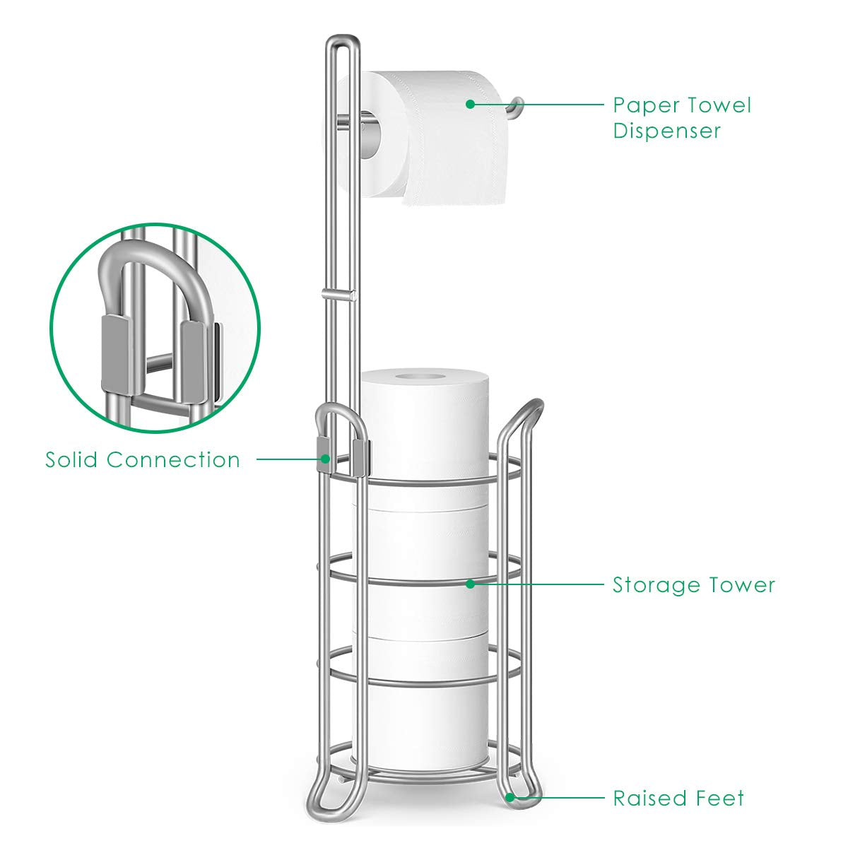 TomCare freestanding bathroom organizer moves easily for layout flexibility.