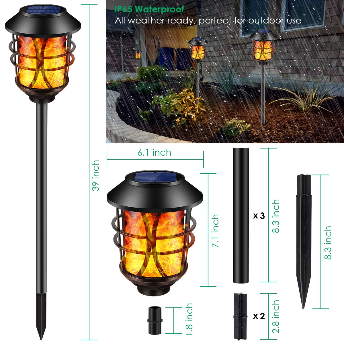 TomCare solar flame torch on the patio enhances curb appeal.