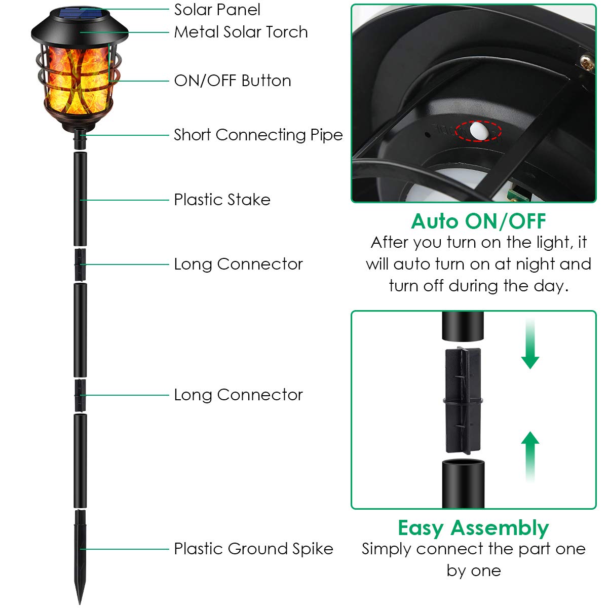 TomCare solar flame torch in the yard provides safe night visibility.
