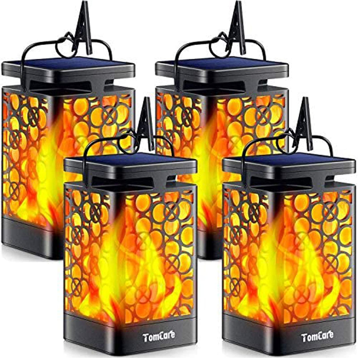TomCare solar lantern with flickering flame for welcoming outdoor evenings