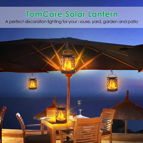 TomCare outdoor lantern along a walkway illuminates nighttime paths