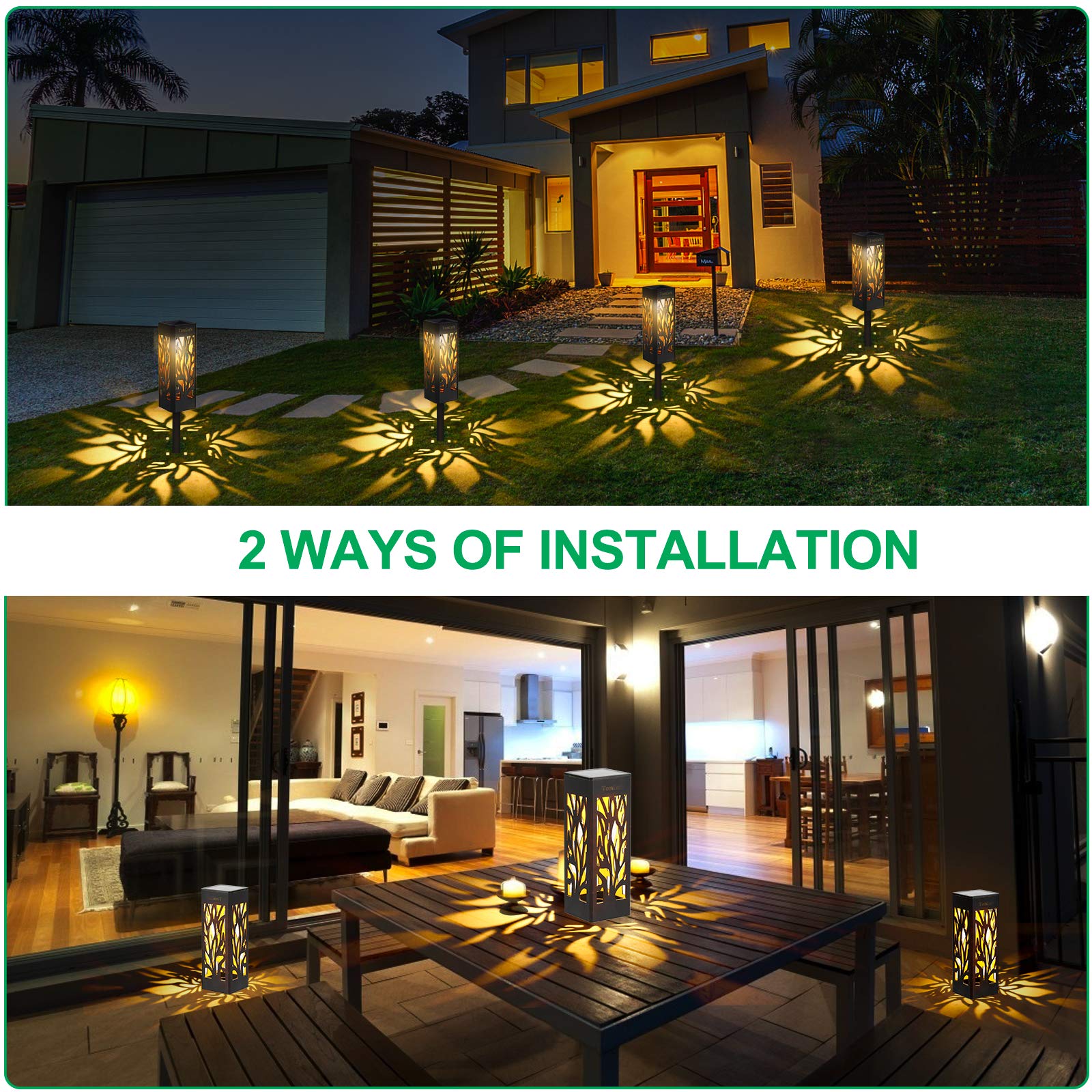 TomCare solar lights install easily by inserting into soil for quick setup
