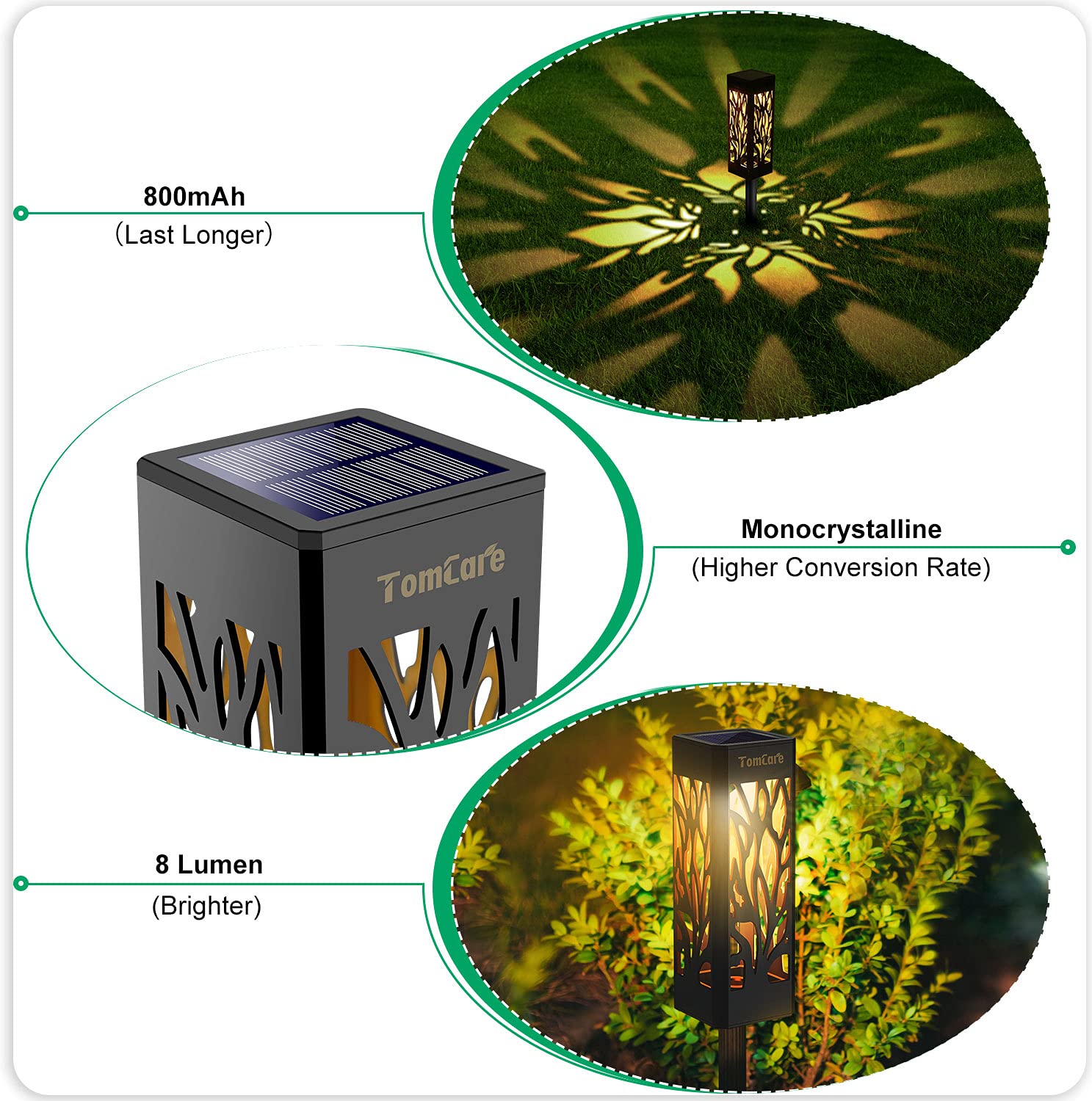 TomCare outdoor solar lights hollow lampshade creates decorative garden glow