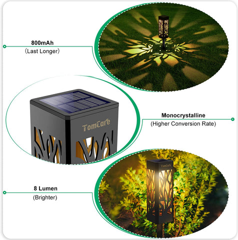 TomCare outdoor solar lights hollow lampshade creates decorative garden glow