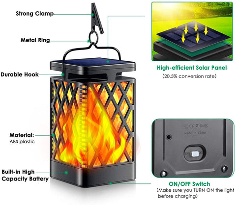 TomCare solar-powered lantern charges in sun for energy-saving lighting