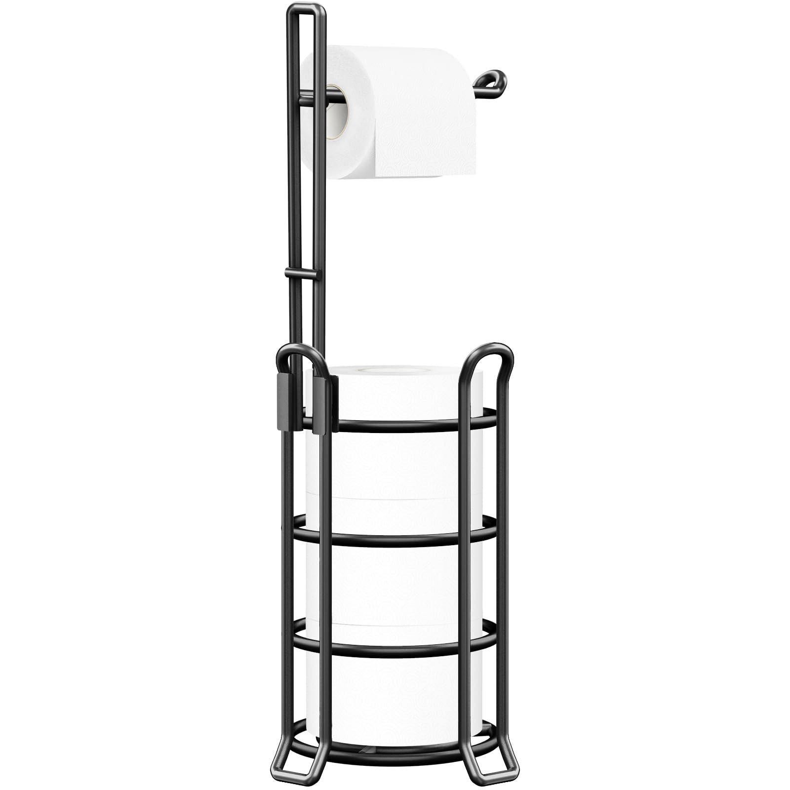 TomCare toilet paper holder stand with free-standing design for clutter-free bathrooms