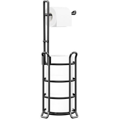 TomCare toilet paper holder stand with free-standing design for clutter-free bathrooms