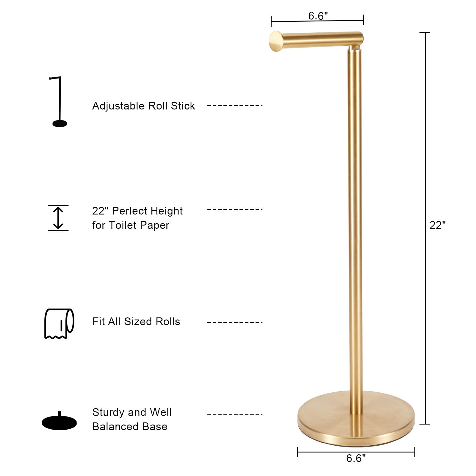 Tomeblo free-standing toilet paper holder on tall pole for easy reach.