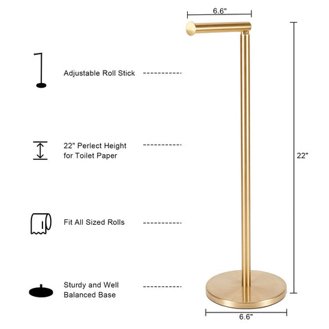 Tomeblo free-standing toilet paper holder on tall pole for easy reach.