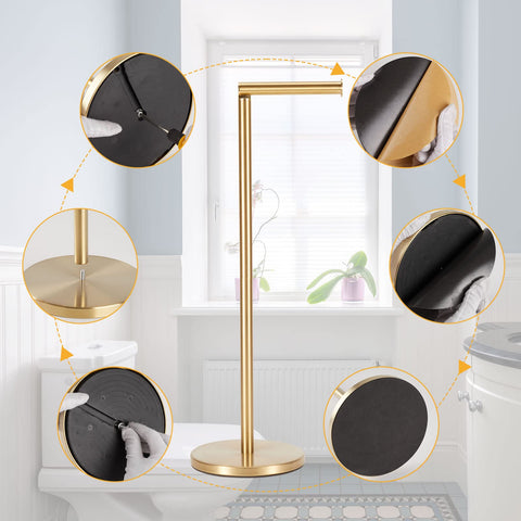 Tomeblo space-saving tall stand fits narrow bathroom corners.