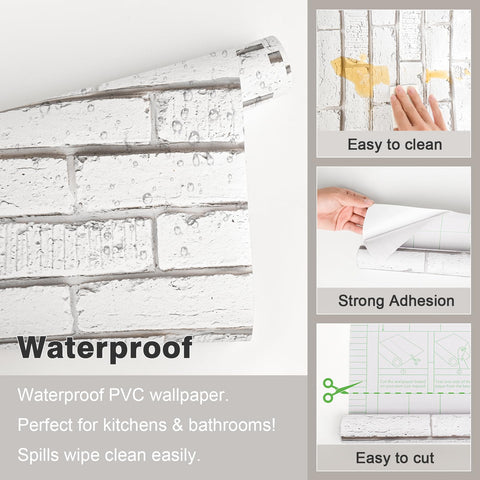 Tomete gray-white brick pattern adds depth to nurseries or offices.