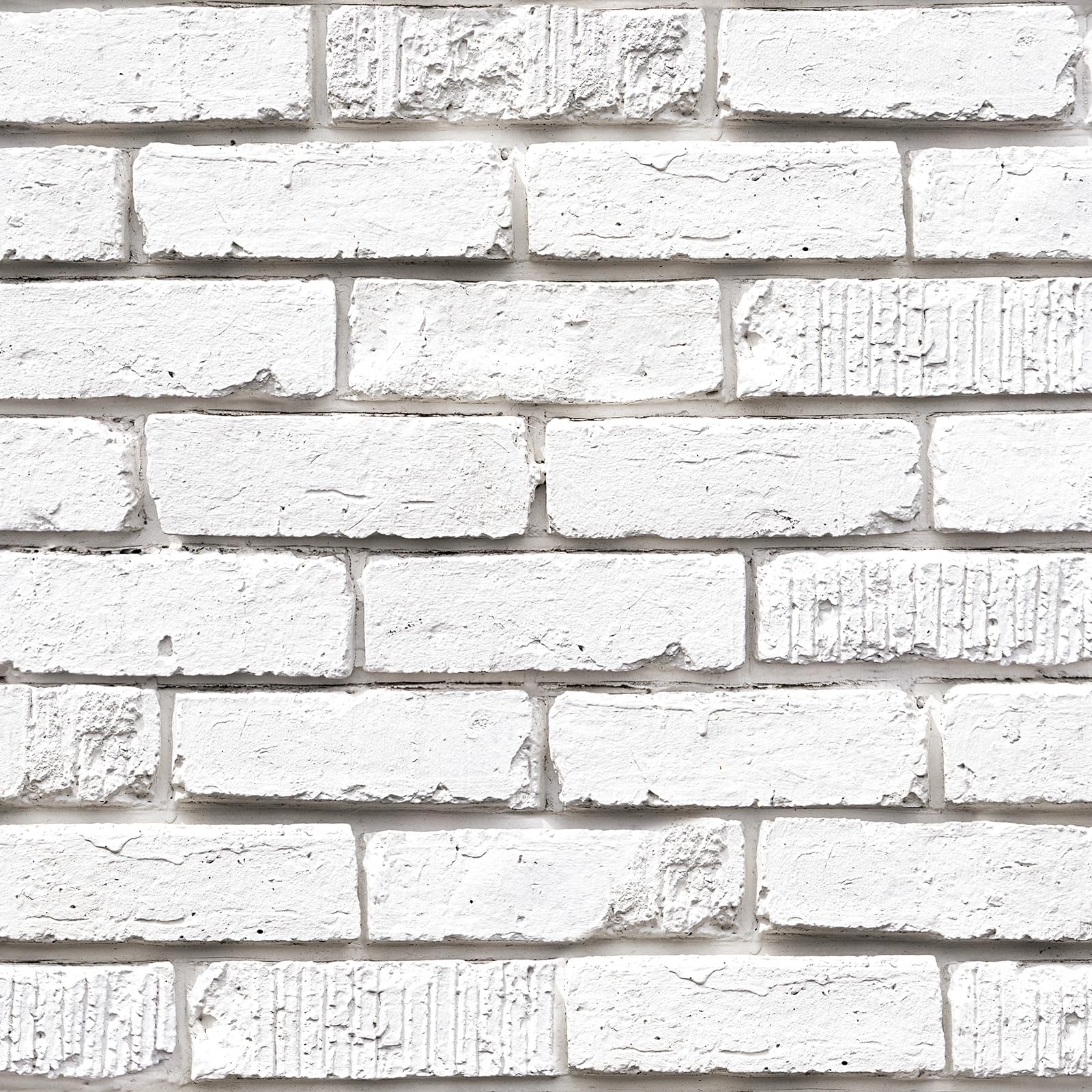 Tomete white brick wallpaper close-up shows a soft gray texture for stylish walls.