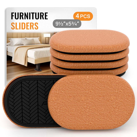 TOMHUA oval 9-1/2 inch furniture slider for smooth, scratch-free moves on hardwood floors.
