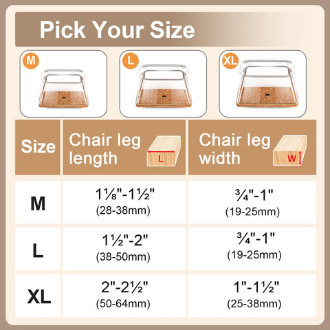 TOMHUA transparent silicone sliders blend with chair legs for versatile floor protection