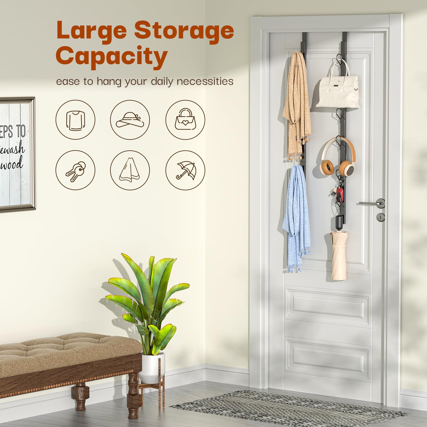 TOMIR black metal door organizer blends with modern decor.