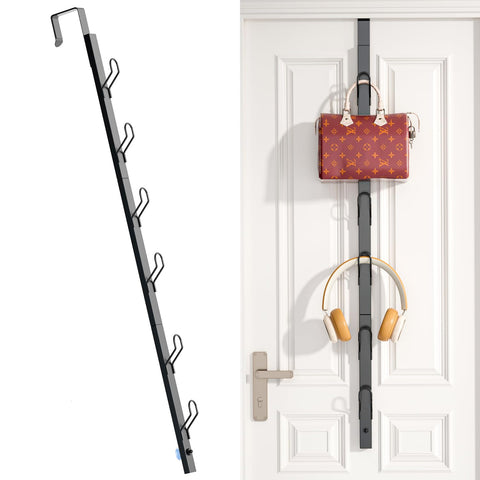 TOMIR over-the-door hooks long with six hooks for coats and bags.