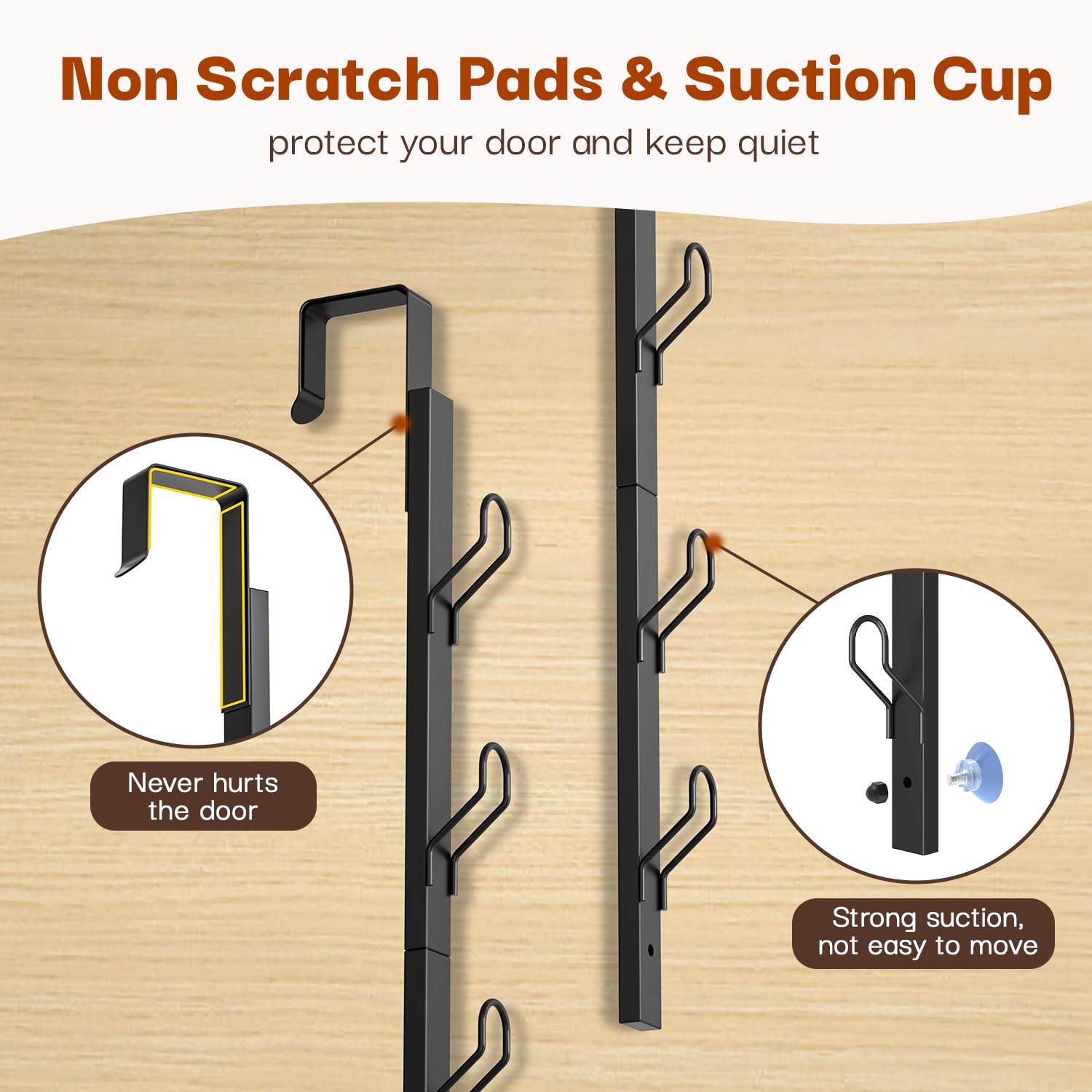 TOMIR protective pads and suction cups protect doors while stabilizing items.