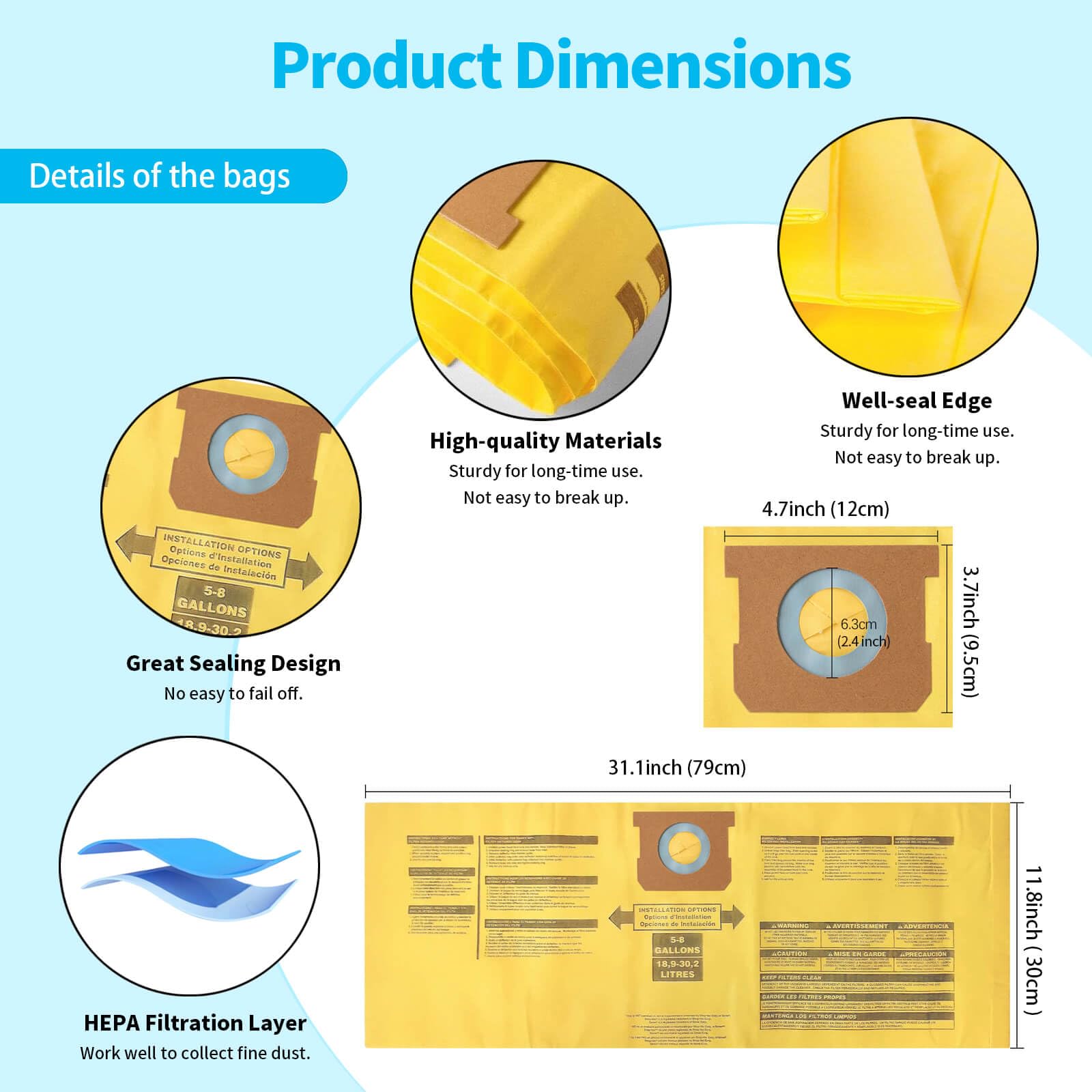 Tomkity 10-pack vacuum bags ensure quick replacements during home cleanup