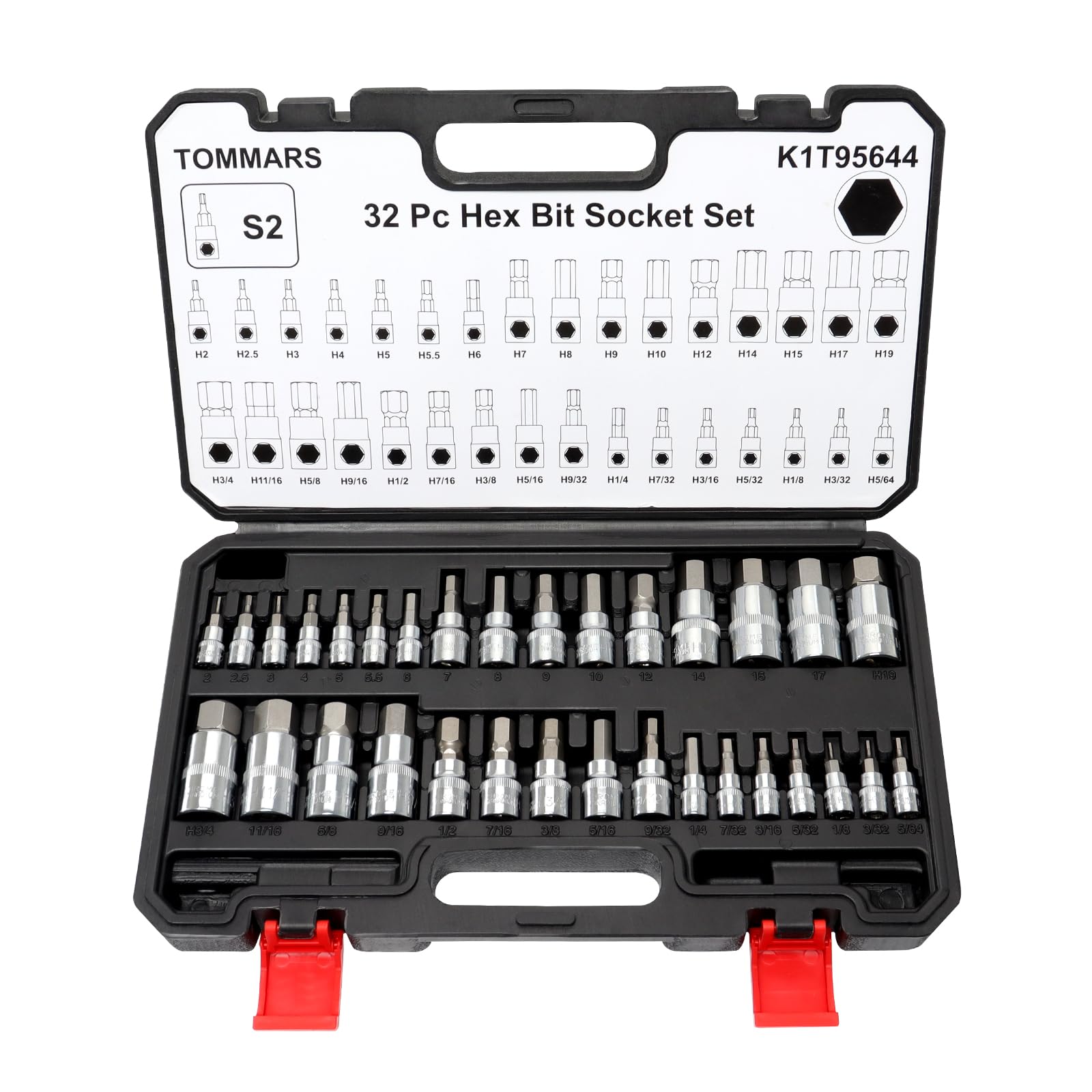 TOMMARS 32pc master allen hex bit set in case keeps tools organized for quick access.