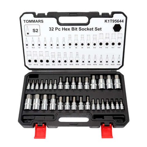 TOMMARS 32pc master allen hex bit set in case keeps tools organized for quick access.