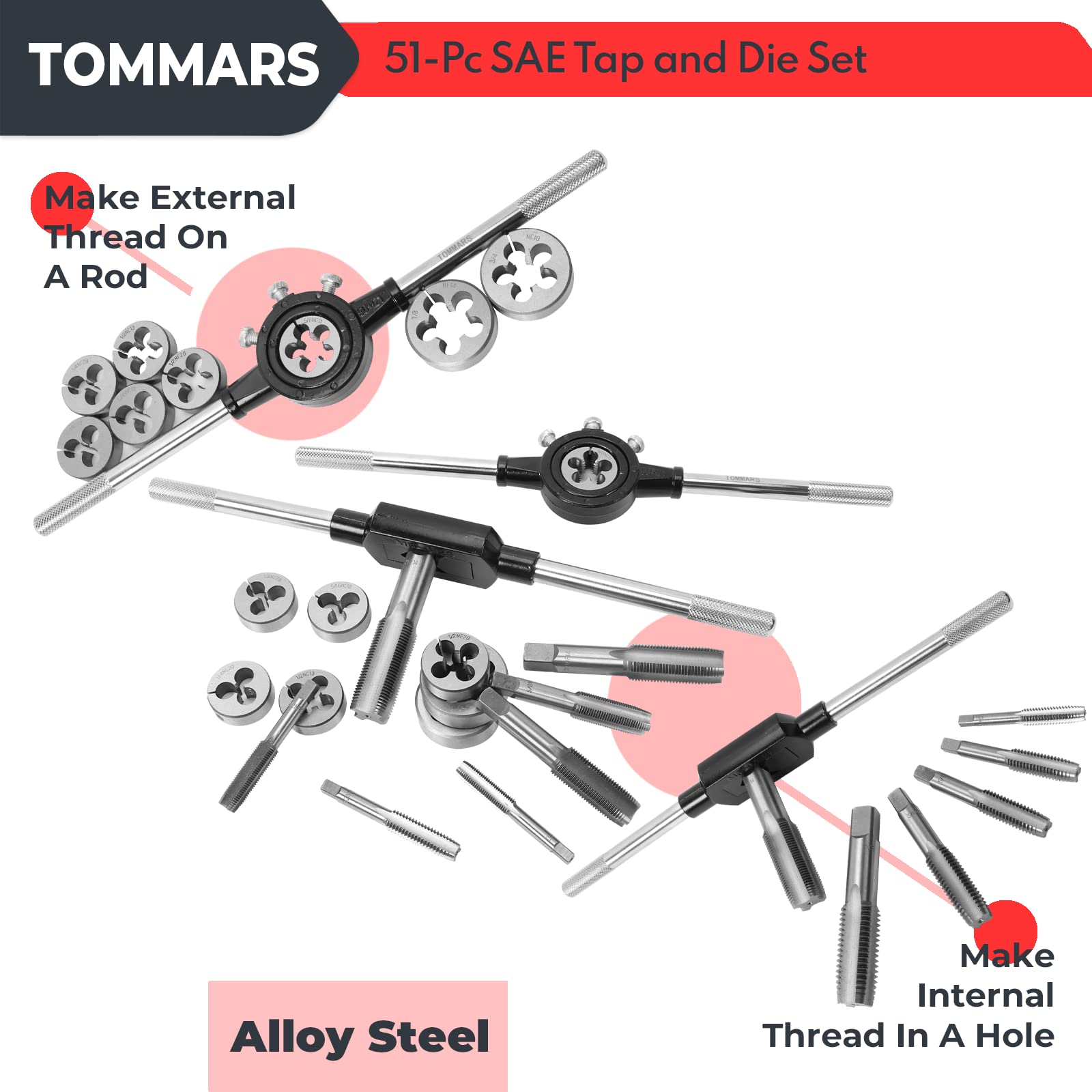 TOMMARS die wrench with adapter enabling broad outer thread options