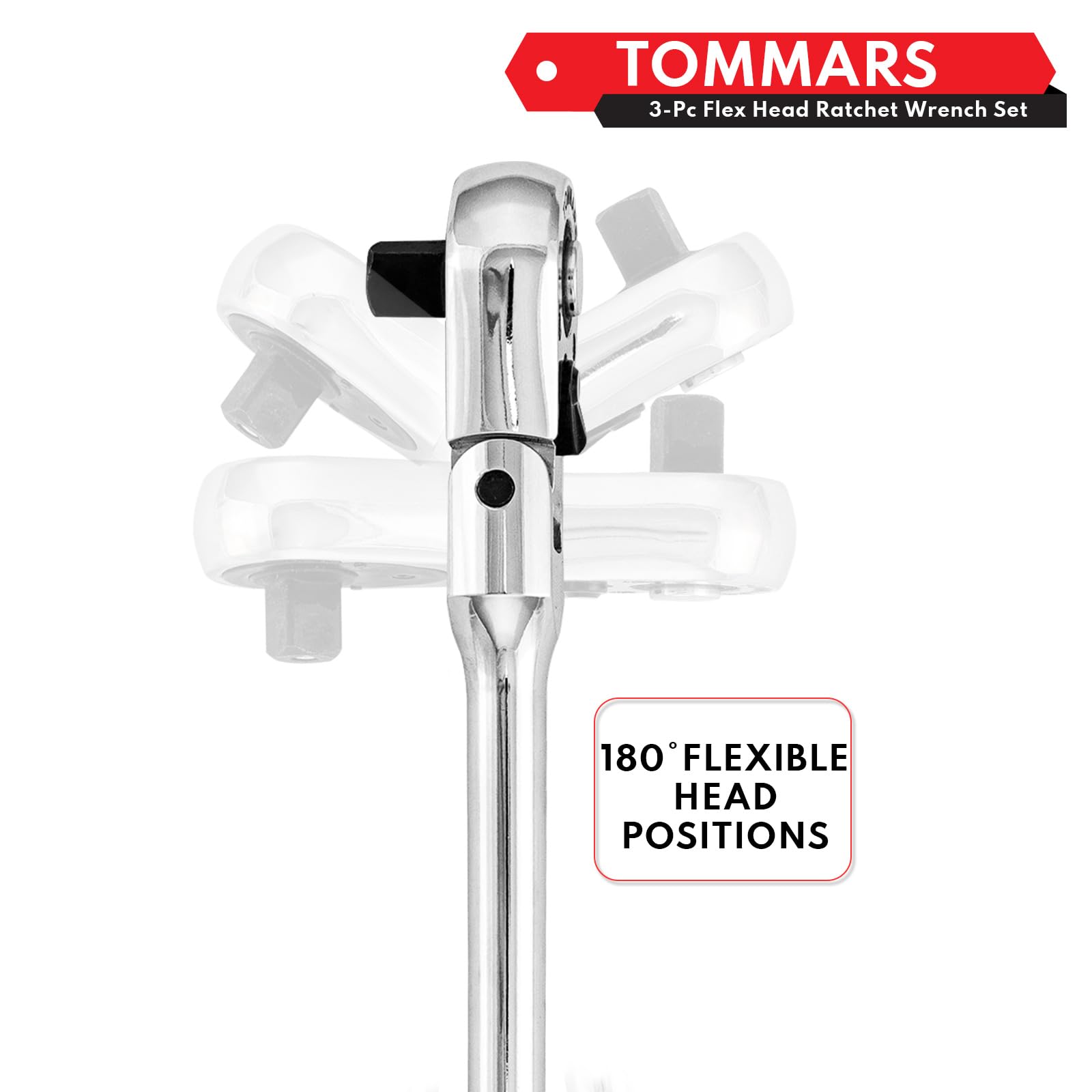 TOMMARS flex-head ratchet 1/2 drive handles heavier fasteners.