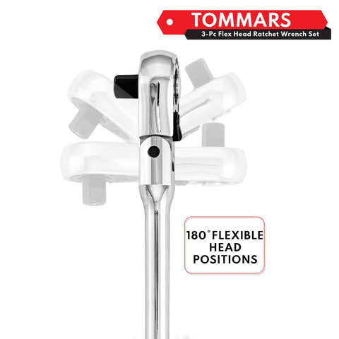 TOMMARS flex-head ratchet 1/2 drive handles heavier fasteners.