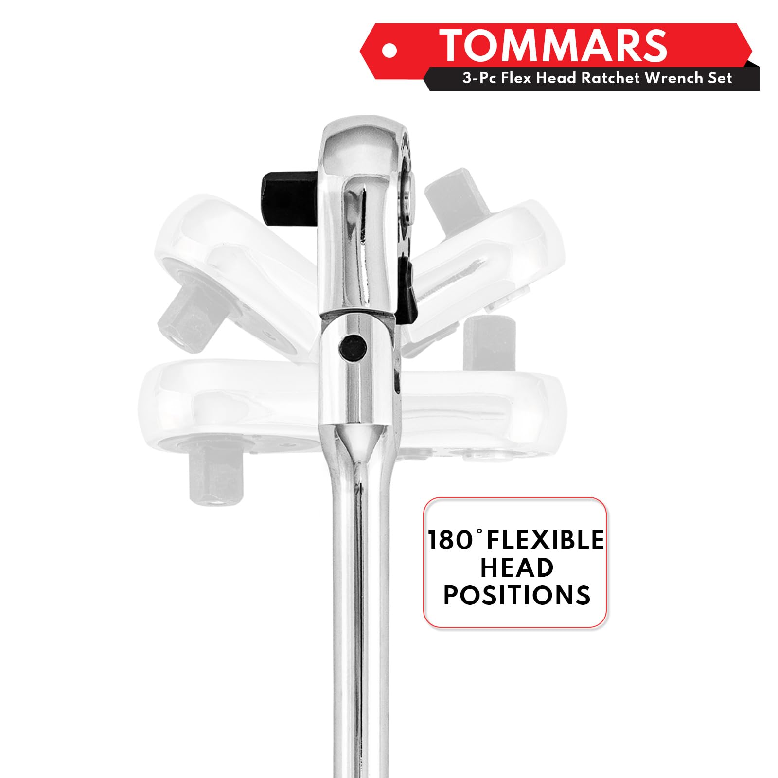 TOMMARS flex-head stubby ratchet 1/2 inch drive for large fasteners