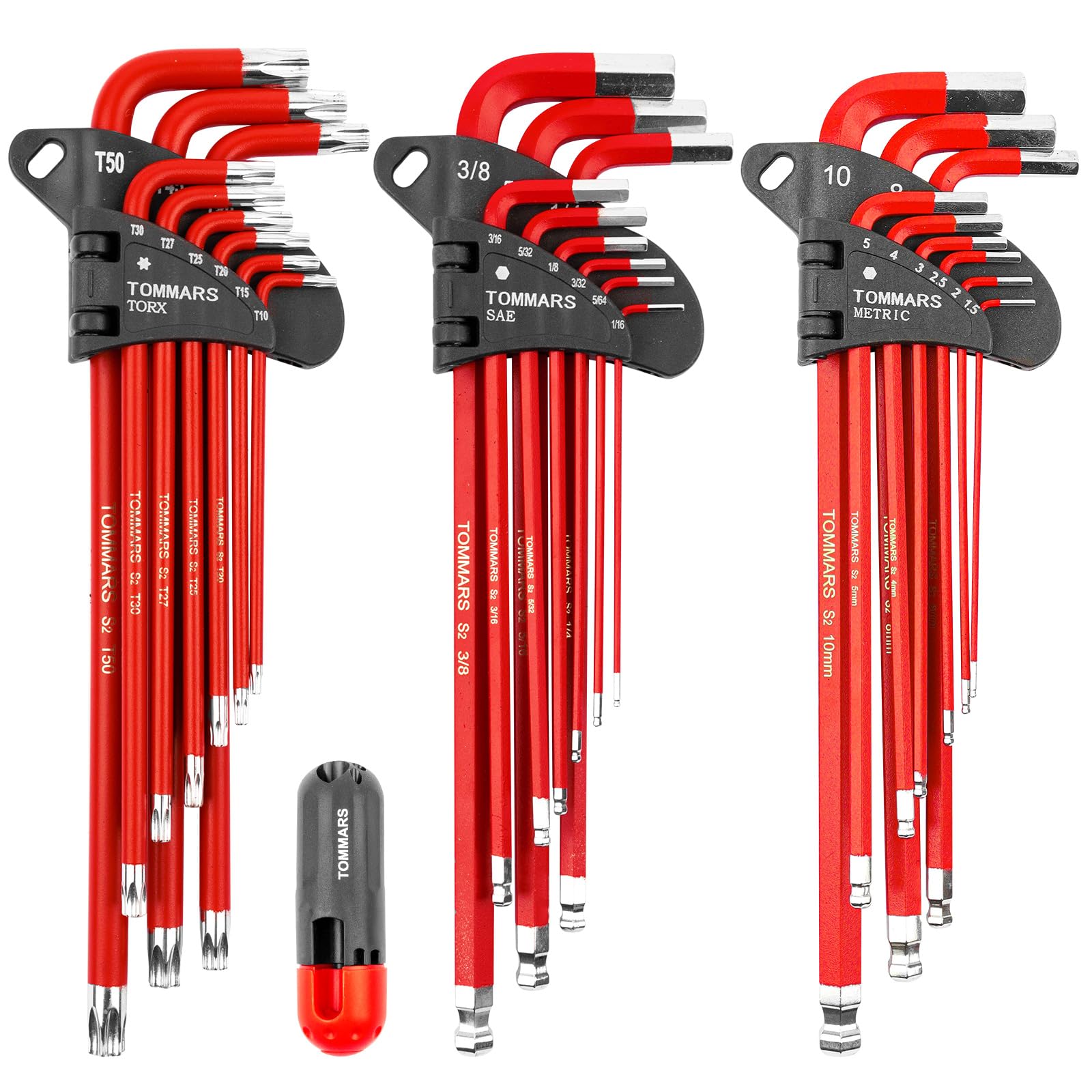 TOMMARS magnetic ball end hex keys close-up for easy fastener access