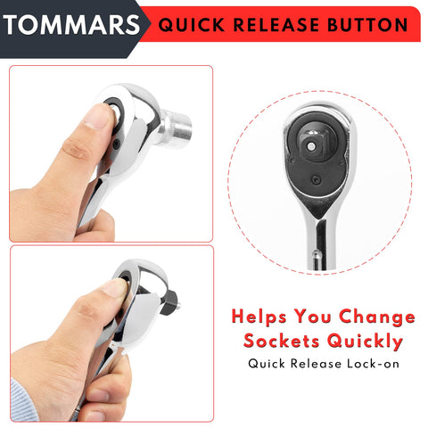 TOMMARS high Cr-Mo steel ratchet with mirror chrome finish