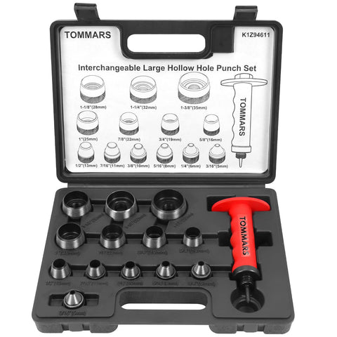 TOMMARS hollow punch kit 14pcs with case for precise leather holes