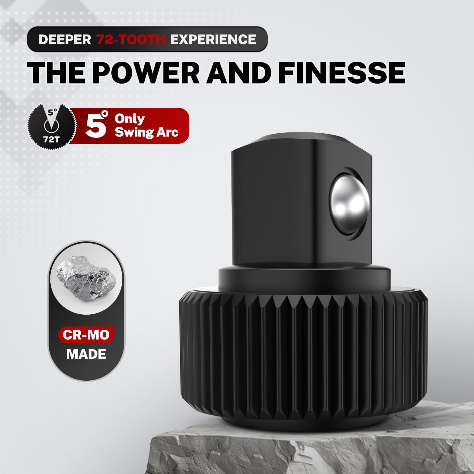 TOMMARS quick-release head securely holds sockets during swaps.