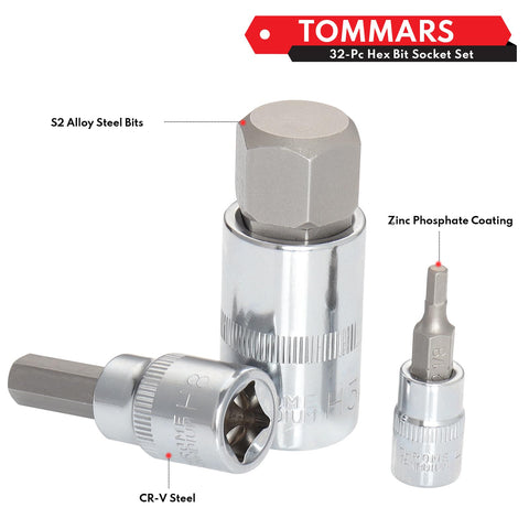 TOMMARS S2 and chrome-vanadium steel construction offers rust resistance.