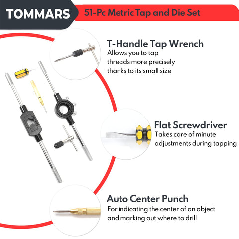 TOMMARS spiral flute extractors 3mm–18mm for stubborn threads