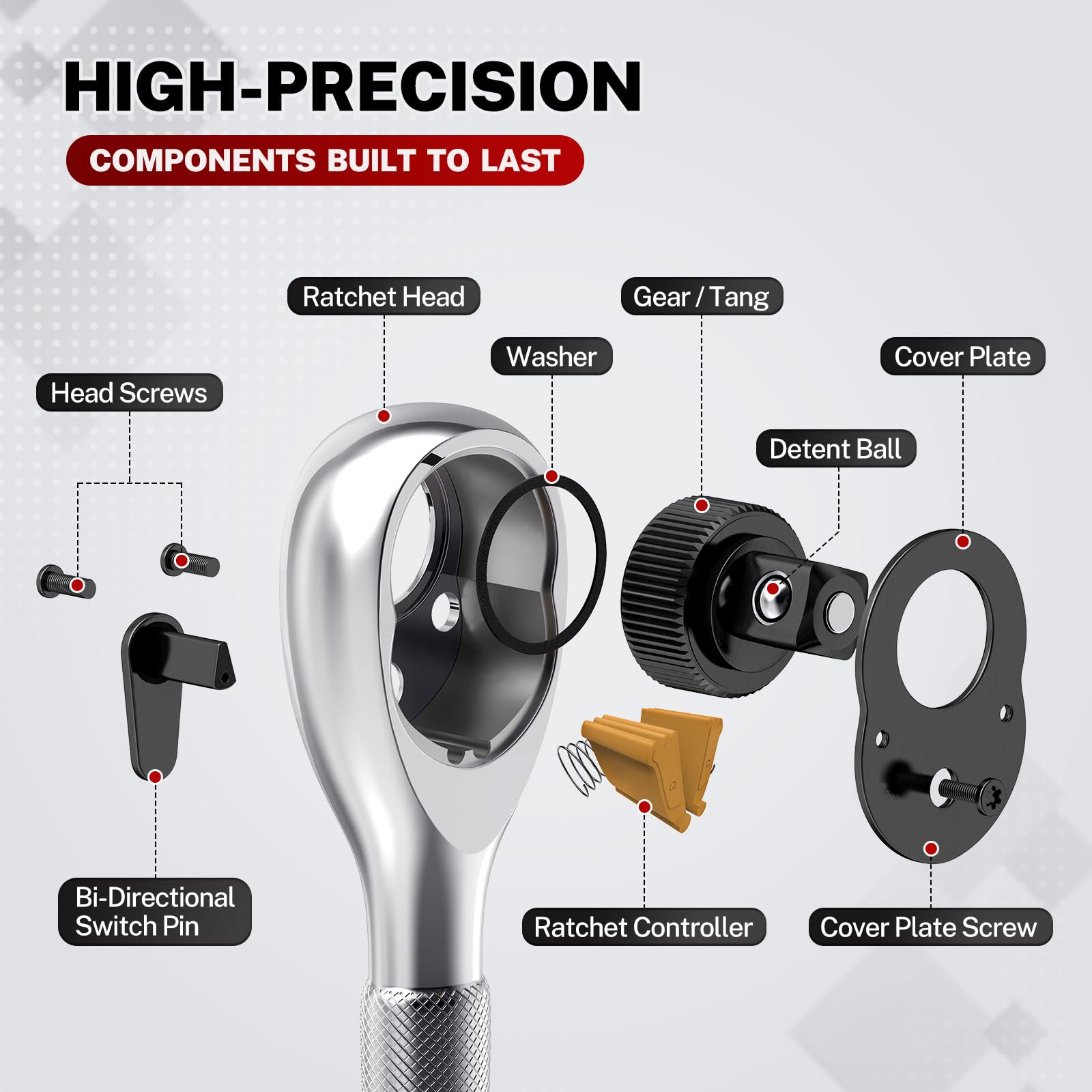 TOMMARS Stubby Ratchet Set 72-tooth gear for precise movement