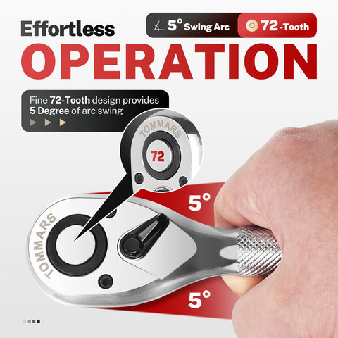 TOMMARS Stubby Ratchet Set gift-ready for professionals and DIYers