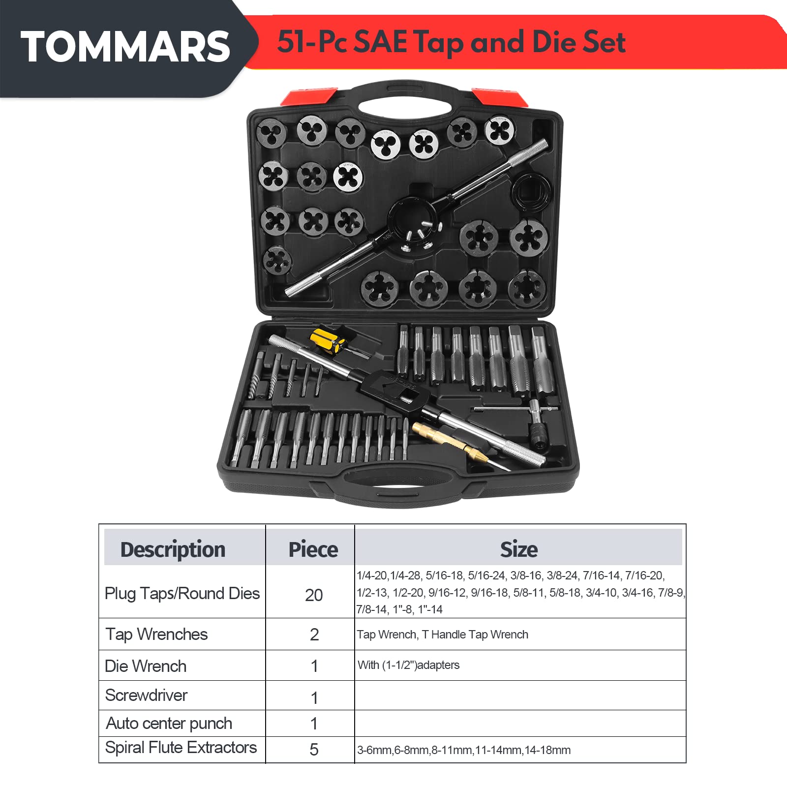 TOMMARS T-handle tap wrench with ergonomic grip for precise threading