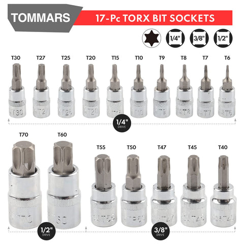 TOMMARS torx bit socket 3/8 drive ideal for mid-range tasks