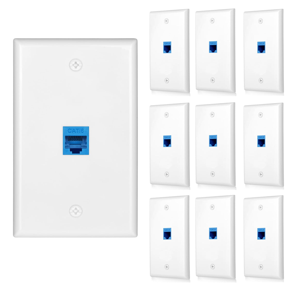 Tomoder ethernet wall plate blue, 1-port, secure network connection for home offices.
