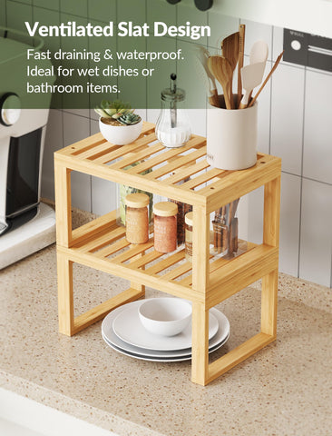 Tomorotec eco-friendly bamboo material for durable kitchen storage.