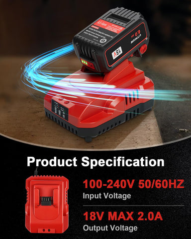 TOMORTOOL 18V 6.0Ah battery pack side view showing compact form and power.