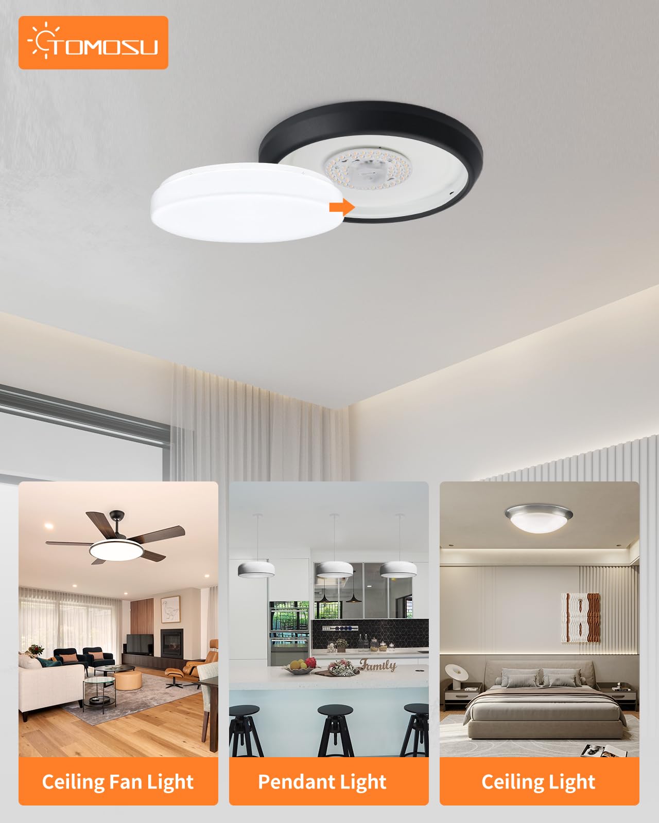 Tomosu ceiling fan light kit long life promises up to 50,000 hours.