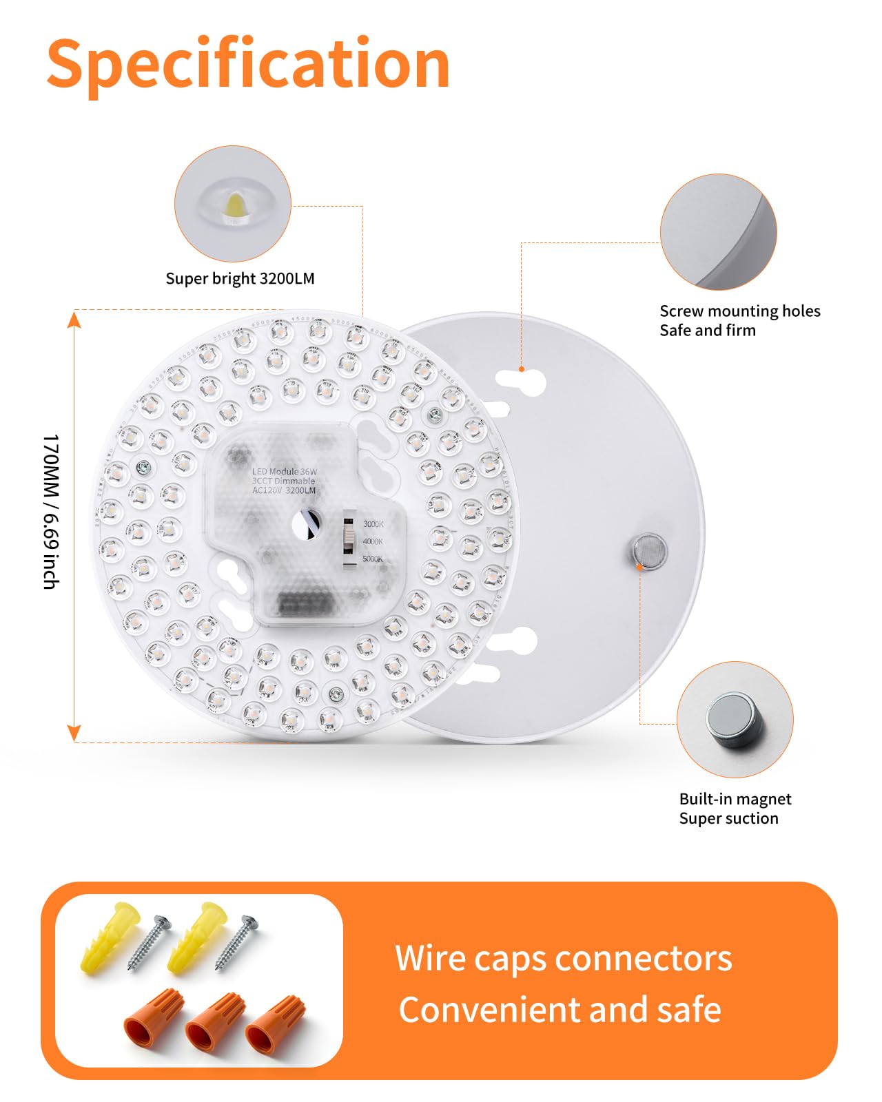 Tomosu ceiling fan light kit magnet installation shows easy setup with magnetic feet.