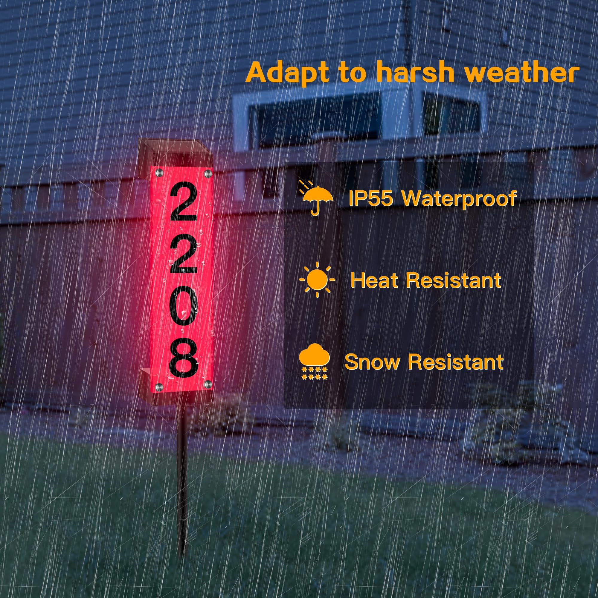 Tomskiko solar address sign color-changing lights boost curb appeal
