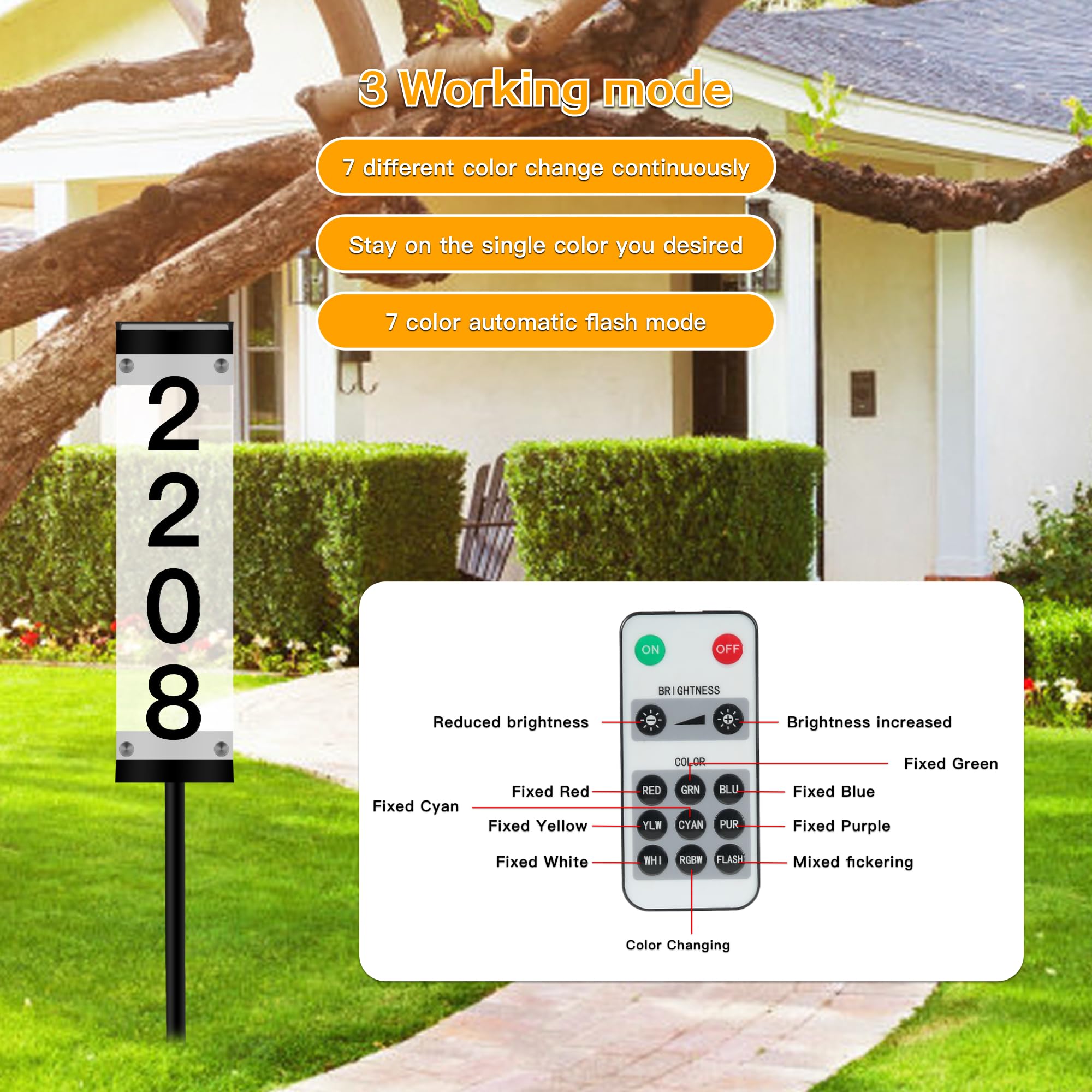 Tomskiko solar address sign with DIY numbers for flexible address customization