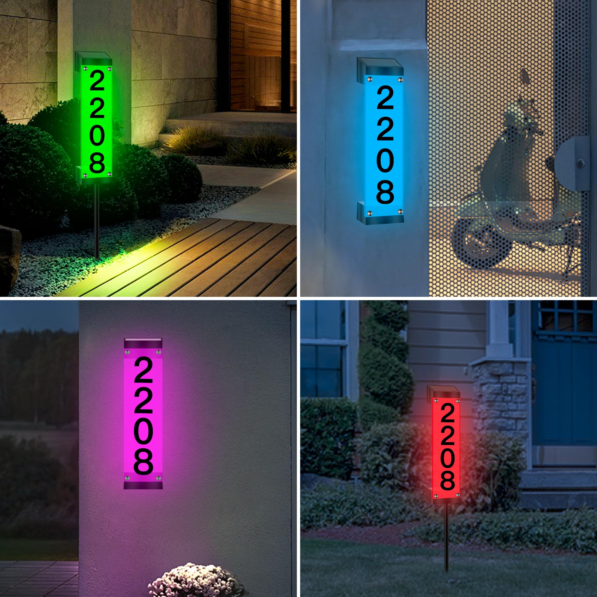 Tomskiko solar address sign stores sun-powered energy with rechargeable battery