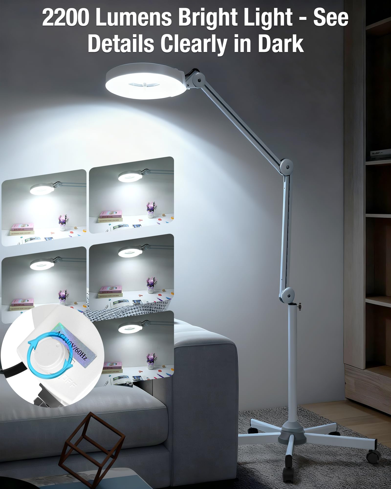 Tomsoo stepless dimmable magnifier reduces eye strain during long sessions.