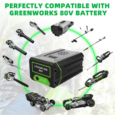 TONAMO 80V battery in-use with trimmer or mower enables reliable yard work.