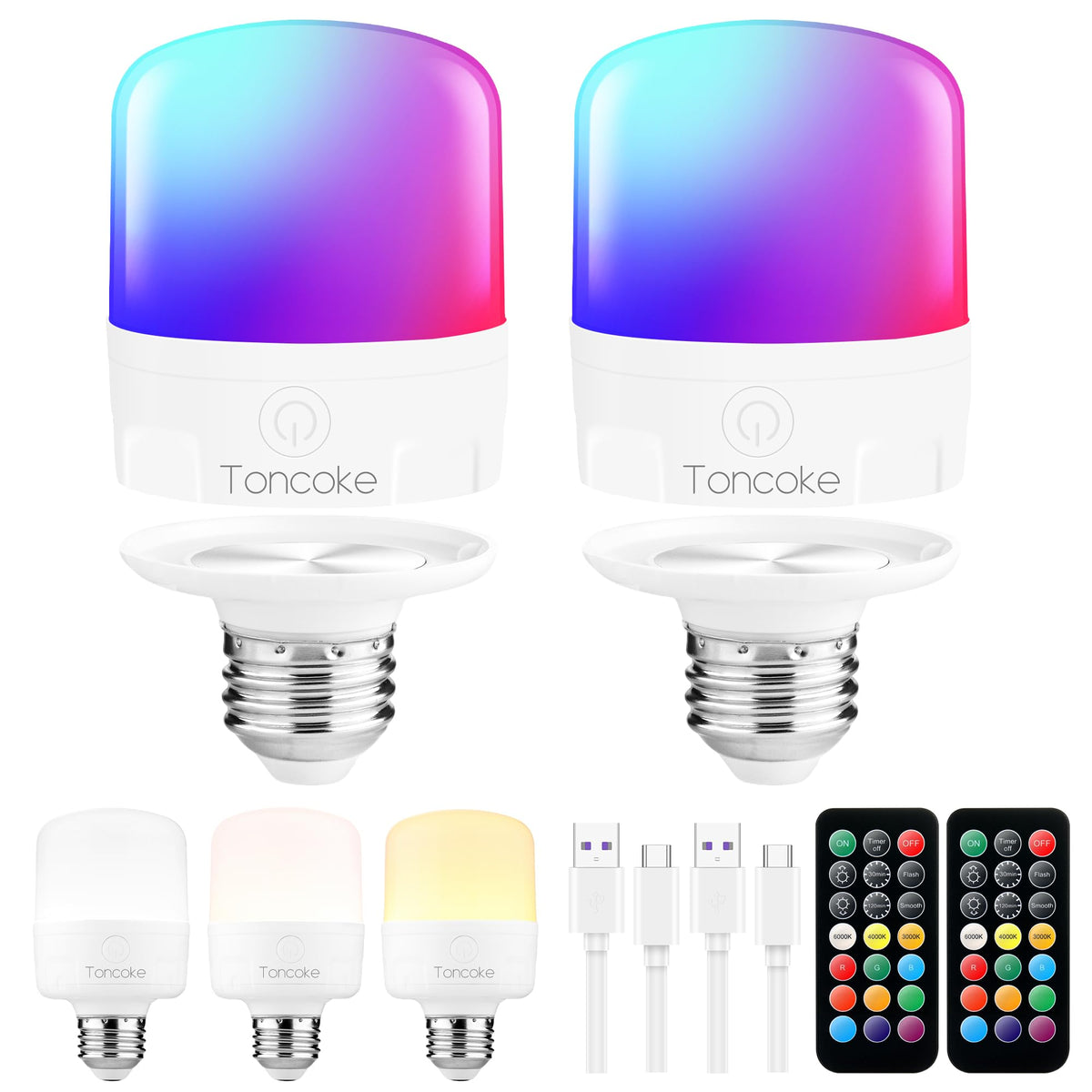 Toncoke E26 rechargeable light bulb remote for versatile, wireless illumination in any room.