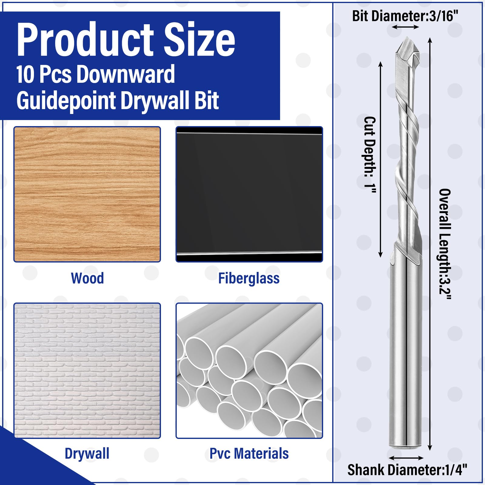 Tondiamo drywall bit downward spiral design improves stability during cuts
